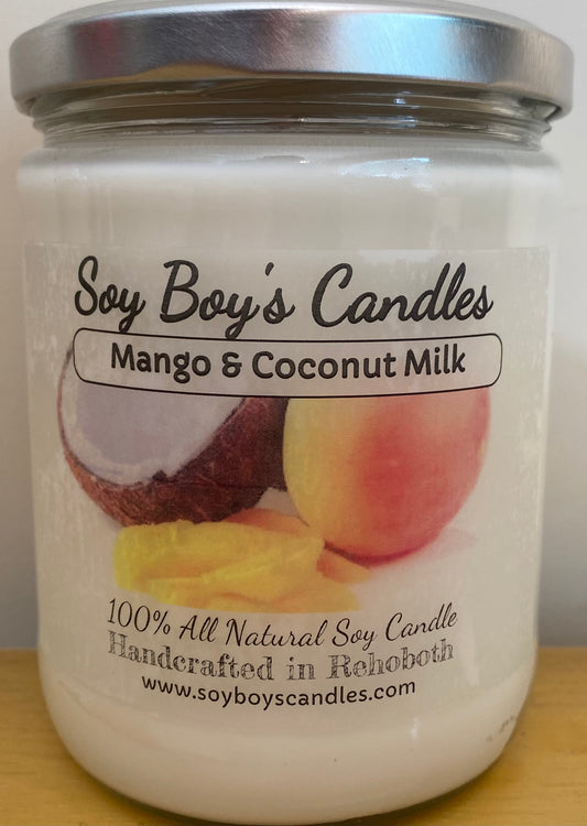 16 ounce Mango and Coconut Milk Soy Candle